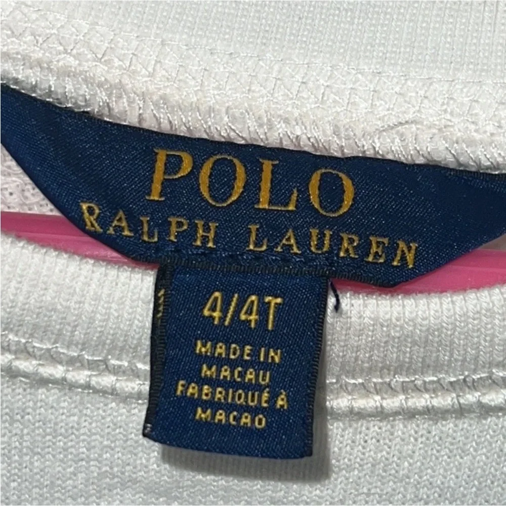Authentic Ralph Lauren Polo designer Bear Cotton Fleece Dress sz 4 girls